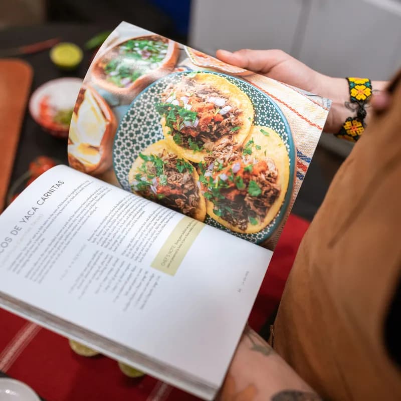 Open cookbook displaying a  recipe 