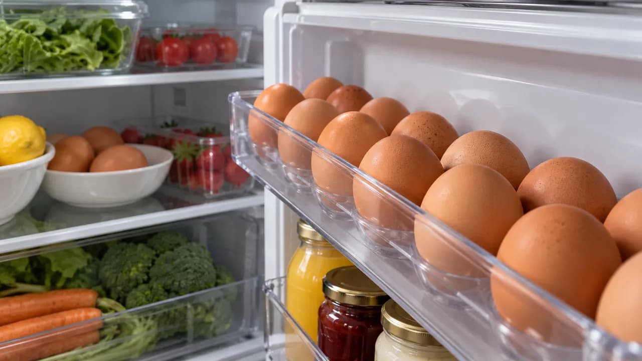 Eggs stored in the fridge