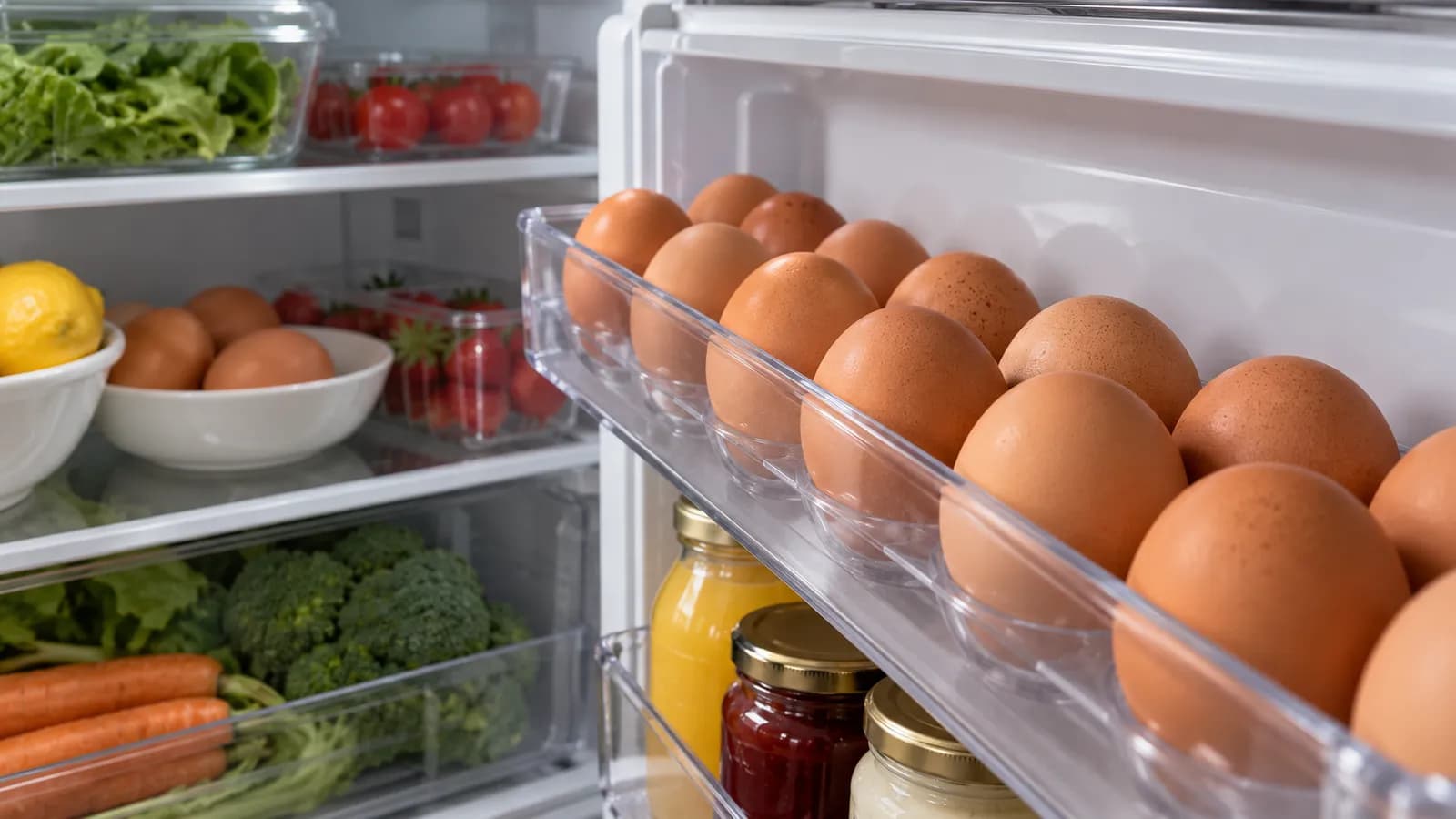 Eggs stored in the fridge